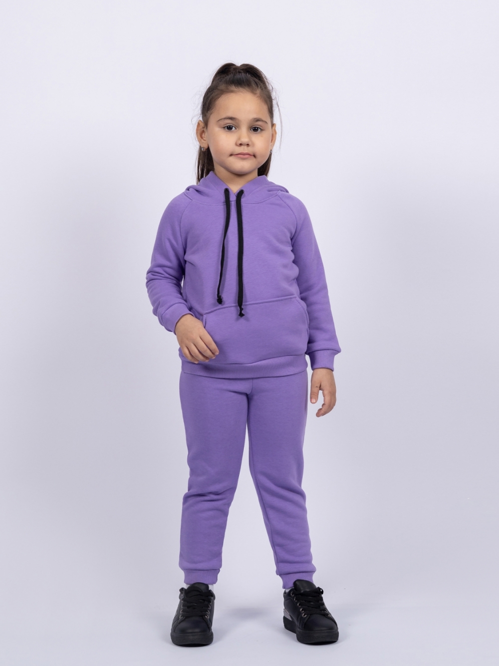 311-Л. Свитшот с капюшоном + Штаны, хлопок 65%, 35% ПЭ, 3-х нитка ( без начеса) лиловый 122,128,134,140
