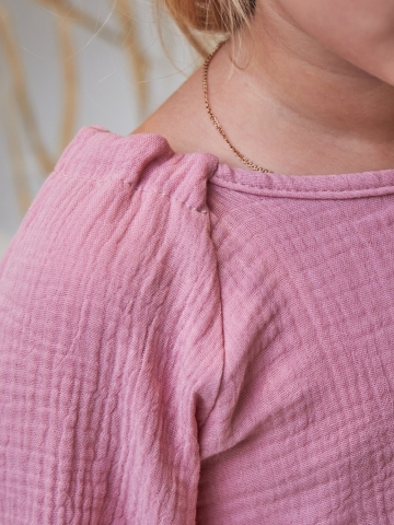 329-ПУ. Костюм детский Палаццо, пудра, хлопок 100%  муслин, размеры 98,104,110,116