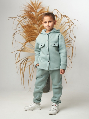 Купить оптом 333. Костюм детский (Брюки+Толстовка) на кнопках, олива, хлопок 65%, 35% ПЭ, 3-х нитка с  начесом 122,128,134,140 в Уфе