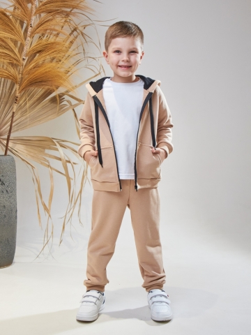 Купить оптом 328-К. Костюм детский  на молнии, капучино хлопок 65%, 35% ПЭ, 3-х нитка без начеса 98,104,110,116 в Уфе