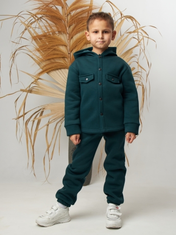 Купить оптом 333. Костюм детский (Брюки+Толстовка) на кнопках, изумруд, хлопок 65%, 35% ПЭ, 3-х нитка с  начесом 98,104,110,116 в Уфе