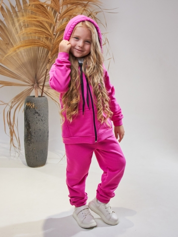 Купить оптом 328-Ф. Костюм детский  на молнии, фуксия, хлопок 65%, 35% ПЭ, 3-х нитка без начеса 80,86,92 в Уфе