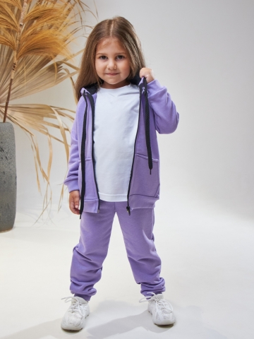 Купить оптом 328-Л. Костюм детский  на молнии, лиловый, хлопок 65%, 35% ПЭ, 3-х нитка без начеса 98,104,110,116 в Уфе