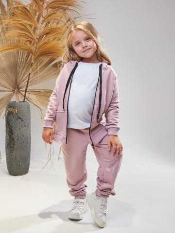 328-ПУ. Костюм детский  на молнии, пудра хлопок 65%, 35% ПЭ, 3-х нитка без начеса 98,104,110,116