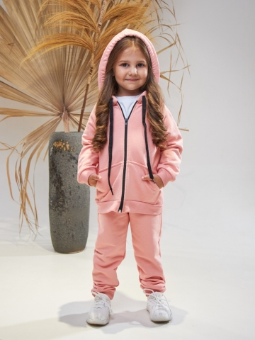 Купить оптом 328-ПЕР. Костюм детский  на молнии, персик, хлопок 65%, 35% ПЭ, 3-х нитка без начеса 80,86,92 в Уфе