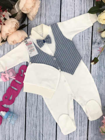 Купить оптом 224-Г. Комбинезон, хлопок 100% интерлок, "Жилет новый" голубая полоса в Уфе