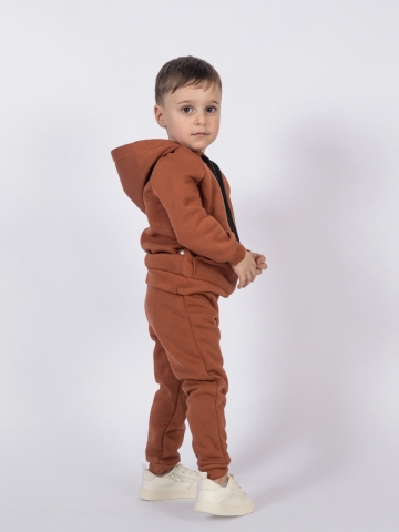 Купить оптом 296-ТР. Свитшот с капюшоном  + Штаны, хлопок 65%, 35% ПЭ, 3-х нитка (начес) терракот 122,128,134,140 в Уфе