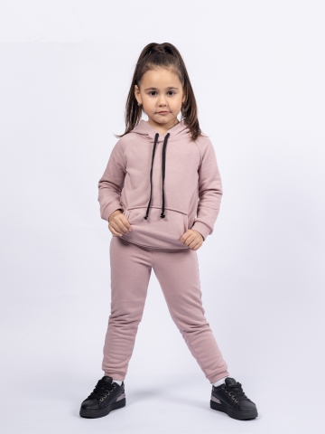 Купить оптом 311-ПУ. Свитшот с капюшоном + Штаны, хлопок 65%, 35% ПЭ, 3-х нитка ( без начеса) пудра 98,104,110,116 в Уфе