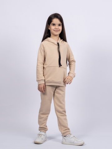 311-КП. Свитшот с капюшоном + Штаны, хлопок 65%, 35% ПЭ, 3-х нитка ( без начеса) капучино 122,128,134,140