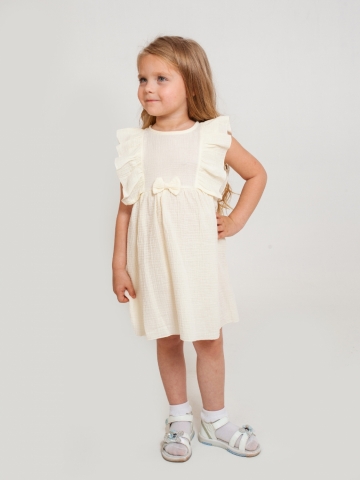 Купить 322-СЛ. Платье из муслина детское, хлопок 100% сливочный, р. 98,104,110,116 в Уфе