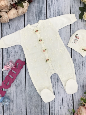 Купить оптом 262. Комбинезон с розочками,80% хлопок интерлок, 20% ПЭ велюр в Уфе