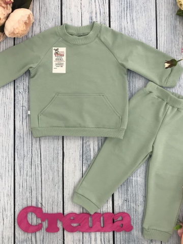 Купить оптом 312-ОЛ. Свитшот+ Штаны , хлопок 70%, 25% ПЭ, 5% лайкра, 2 нитка петля без начеса, олива 80,86,92 в Уфе