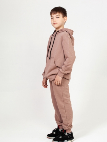 311-Ш. Свитшот с капюшоном + Штаны, хлопок 65%, 35% ПЭ, 3-х нитка ( без начеса) шоколад 146,152,158