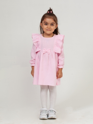 Купить 321-Р. Платье из муслина детское, хлопок 100% розовый, р. 98,104,110,116 в Уфе