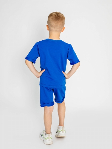 313-ЭЛ. Футболка + шорты, хлопок 70%, 25% ПЭ, 5% лайкра 2 нитка петля, электрик 122,128,134,140