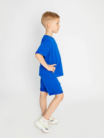 313-ЭЛ. Футболка + шорты, хлопок 70%, 25% ПЭ, 5% лайкра 2 нитка петля, электрик 122,128,134,140